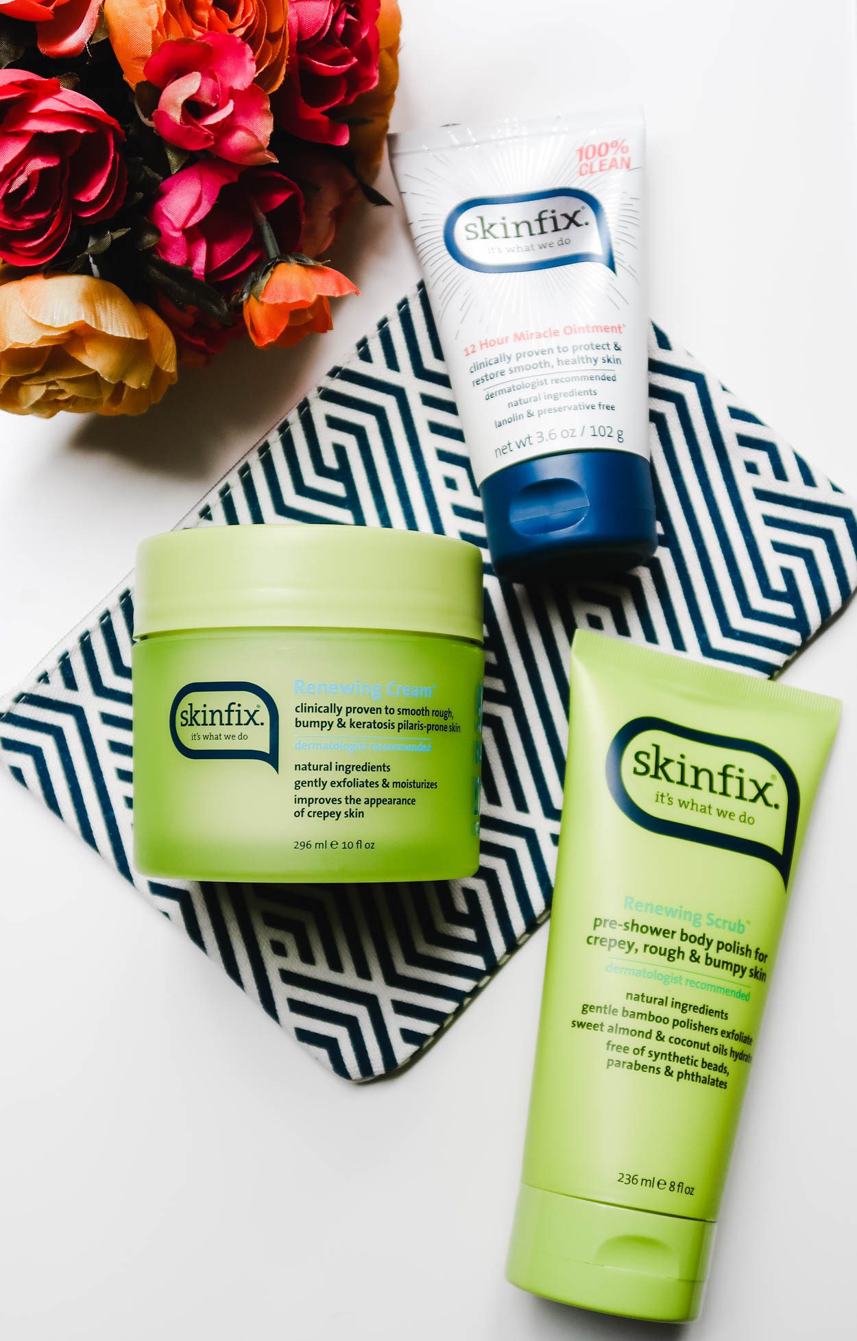 The Skinfix Exfoliate and Hydrate 3-Piece Kit is available on QVC. This 2-piece kit (plus bag) will help dry, irritated, rough skin. It features an exfoliant, moisturizer and renewing cream. #skincare #qvc #qvcbeauty #dryskin